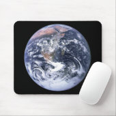 Blauwe marmer Earth op zwart Muismat (Met muis)