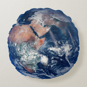 Blauwe marmer Earth, satellietfoto 2014 Rond Kussen