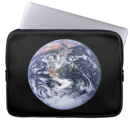  blauwe marmer Earth Space Foto zwart Laptop Sleeve