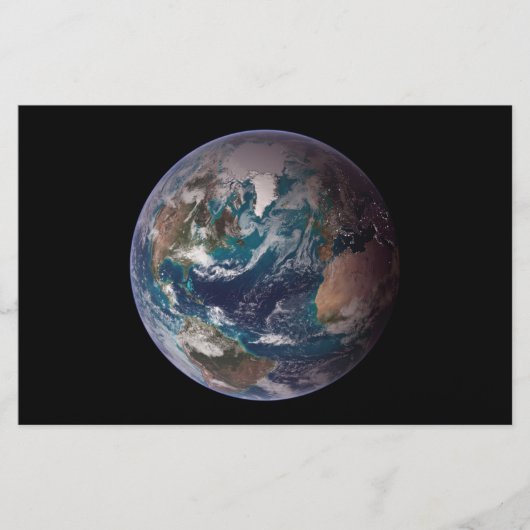 Blauwe marmer Earth (Western Hemisphere) Briefpapier (Voorkant)