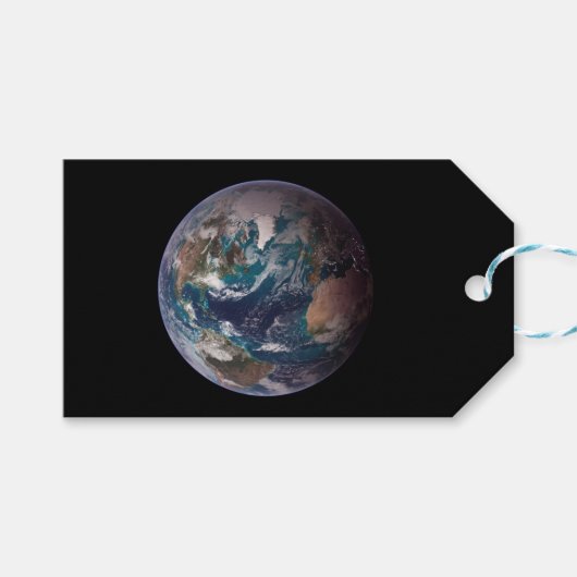 Blauwe marmer Earth (Western Hemisphere) Cadeaulabel (Voorkant (Horizontaal))