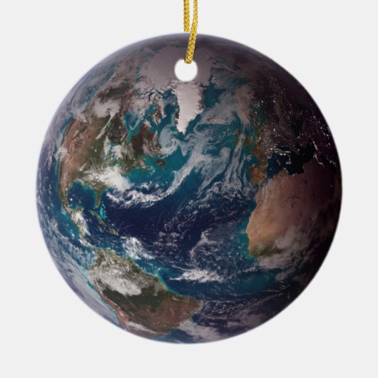Blauwe marmer Earth (Western Hemisphere) Keramisch Ornament (Voorkant)