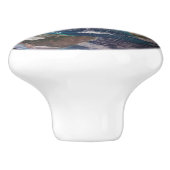 Blauwe marmer Earth (Western Hemisphere) Keramische Knop (Zijkant)