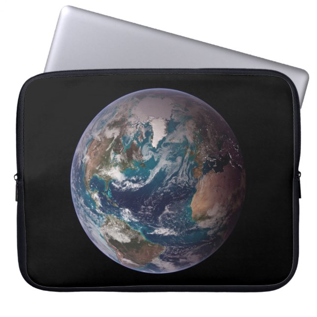 Blauwe marmer Earth (Western Hemisphere) Laptop Sleeve (Voorkant)