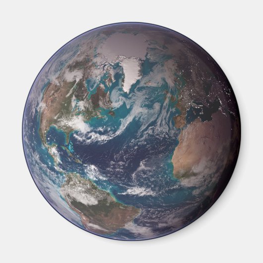Blauwe marmer Earth (Western Hemisphere) Magneet (Voorkant)
