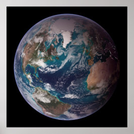 Blauwe marmer Earth (Western Hemisphere) Poster