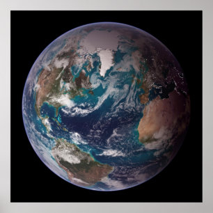 Blauwe marmer Earth (Western Hemisphere) Poster
