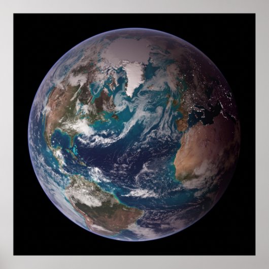 Blauwe marmer Earth (Western Hemisphere) Poster (Voorkant)