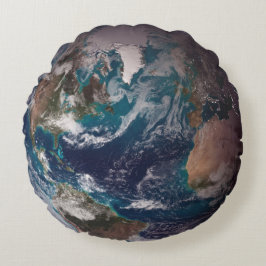 Blauwe marmer Earth (Western Hemisphere) Rond Kussen