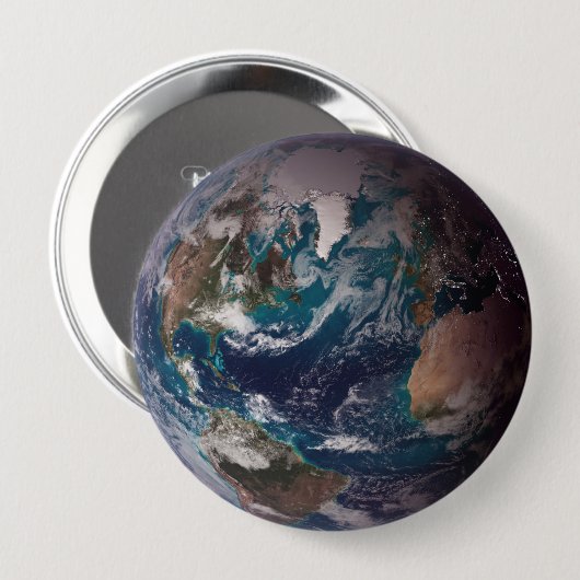 Blauwe marmer Earth (Western Hemisphere) Ronde Button 4,0 Cm (Voorkant /achterkant)