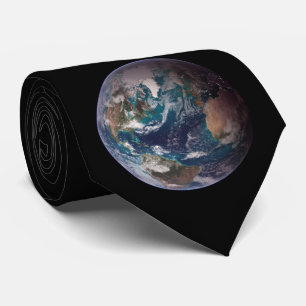 Blauwe marmer Earth (Western Hemisphere) Stropdas