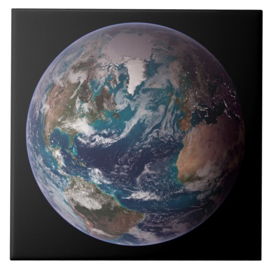 Blauwe marmer Earth (Western Hemisphere) Tegeltje (Voorkant)