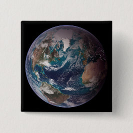 Blauwe marmer Earth (Western Hemisphere) Vierkante Button 5,1 Cm