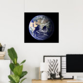 Blauwe marmer East Uitzicht Earth Poster (Thuiskantoor)