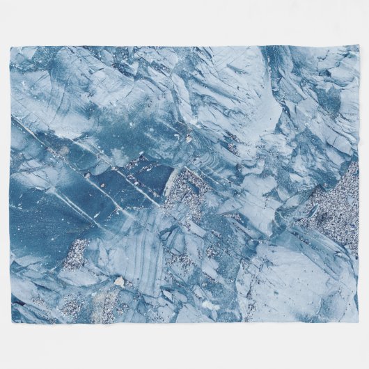 Blauwe marmer en glitter fleece deken (Voorkant (Horizontaal))
