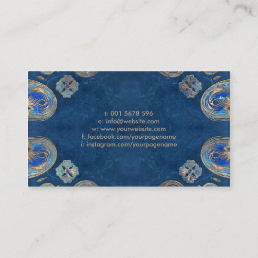 Blauwe marmer en goud visitekaartje (Achterkant)