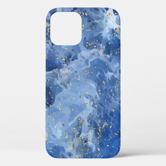Blauwe marmer en gouden textuur Case-Mate iPhone case (Achterkant)