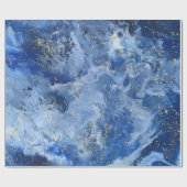 Blauwe marmer en goudtextuur cadeaupapier (Vlak)