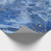 Blauwe marmer en goudtextuur cadeaupapier (Hoek)