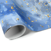 Blauwe marmer en goudtextuur cadeaupapier (Rol Hoek)