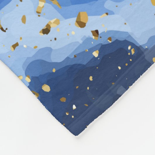 Blauwe marmer en goudtextuur fleece deken (Hoek)