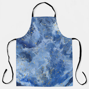 Blauwe marmer en goudtextuur schort