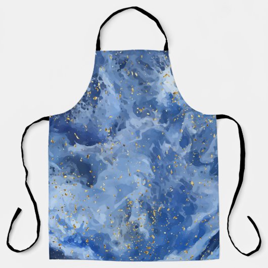 Blauwe marmer en goudtextuur schort (Voorkant)