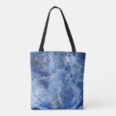 Blauwe marmer en goudtextuur tote bag (Achterkant)