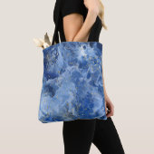 Blauwe marmer en goudtextuur tote bag (Dichtbij)
