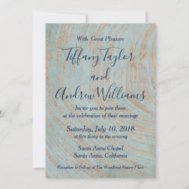 Blauwe marmer en koperbruiloft kaart