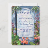 Blauwe marmer en roze flamingos kaart (Voorkant)