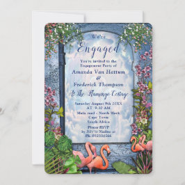 Blauwe marmer en roze flamingos kaart