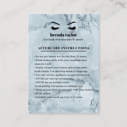 Blauwe marmer Eyelash Browbar Instructies voor naz Visitekaartje (Voorkant)