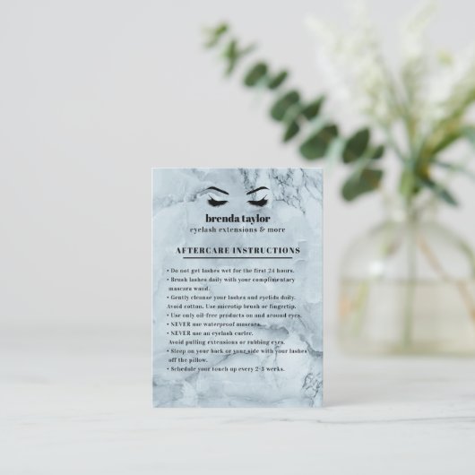 Blauwe marmer Eyelash Browbar Instructies voor naz Visitekaartje (Staand voorkant)