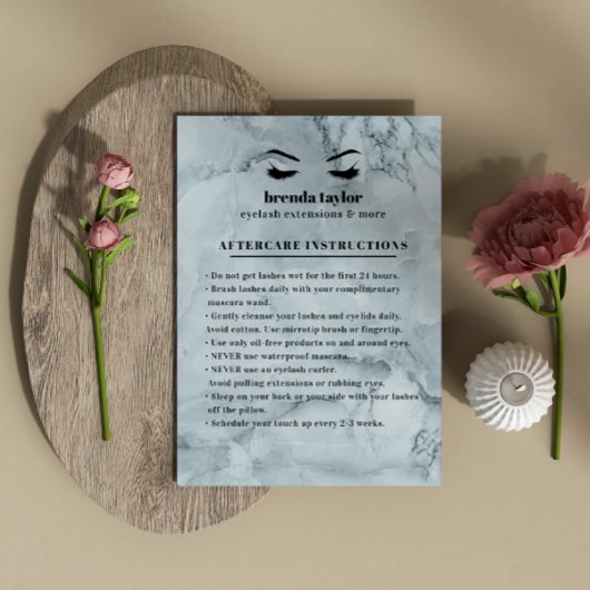 Blauwe marmer Eyelash Browbar Instructies voor naz Visitekaartje