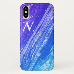 Blauwe marmer gepolijst Stone Imitation & Monogram Case-Mate iPhone Case
