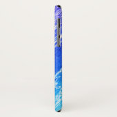 Blauwe marmer gepolijst Stone Imitation & Monogram Case-Mate iPhone Case (Achterkant/links)