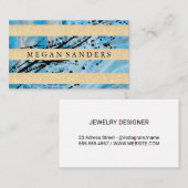 Blauwe marmer | Glitterstripes voor goud Visitekaartje (Voorkant / Achterkant)