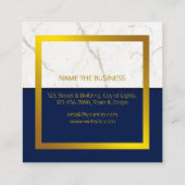 Blauwe marmer Gold Faux Professional Construction Vierkante Visitekaartje (Achterkant)