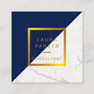 Blauwe marmer Gold Faux Professional Construction Vierkante Visitekaartje