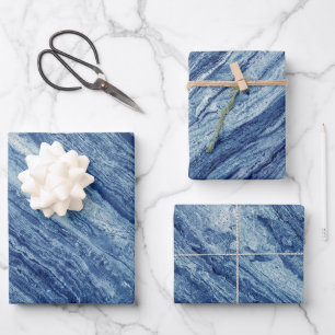 Blauwe marmer inpakpapier vel