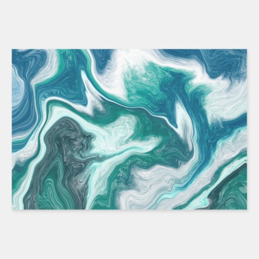 Blauwe marmer inpakpapier vel (Voorkant 3)