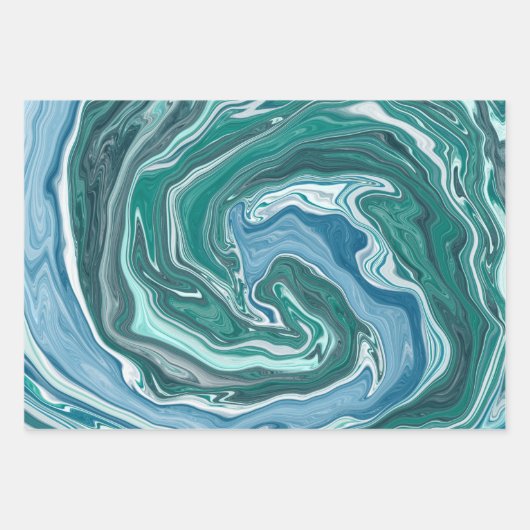 Blauwe marmer inpakpapier vel (Voorkant 2)