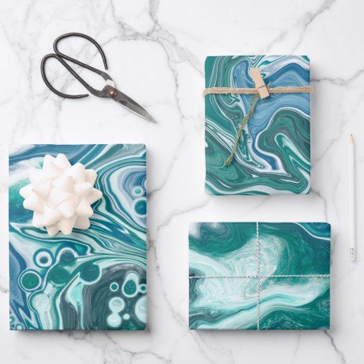 Blauwe marmer inpakpapier vel (Voorkant)