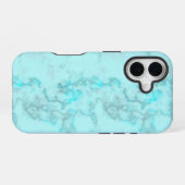 Blauwe marmer iPhone 16 hoesje (Achterkant horizontaal)