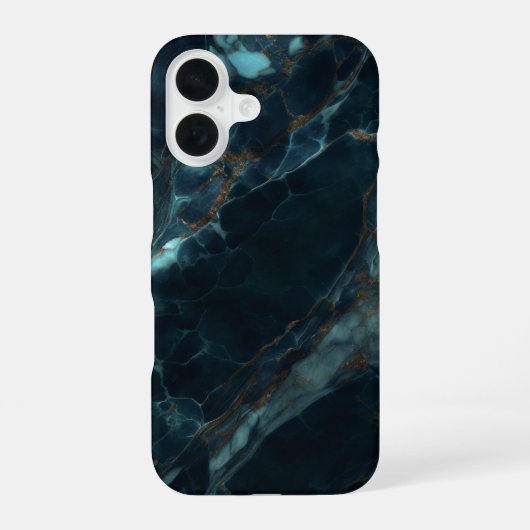 Blauwe marmer iPhone 16 hoesje (Achterkant)