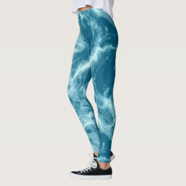 Blauwe marmer leggings