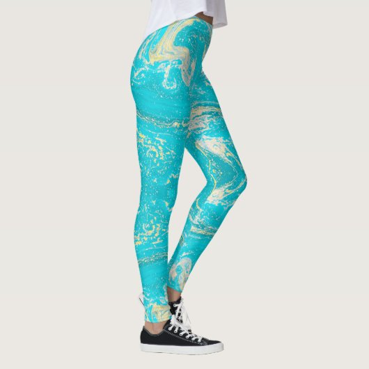 Blauwe marmer leggings (Rechts)