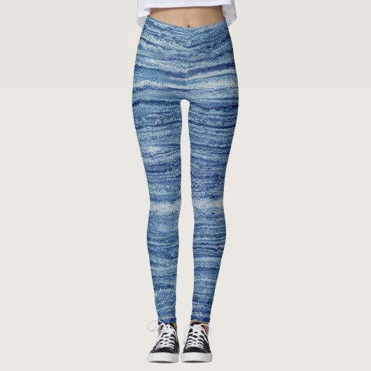 Blauwe marmer leggings (Voorkant)