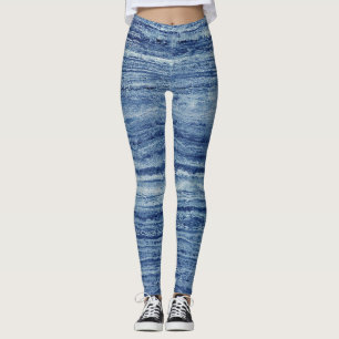 Blauwe marmer leggings
